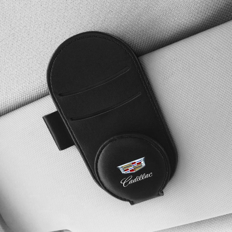 Car Styling Leather Car Sun Visor Glasses Case Holder Accessories For Cadillac CTS STS DTS SRX XLR ATX Escalade Seville Tiburon