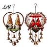 Heart Shaped Sun Catcher Heart-Shaped Couple Wind Chime Honeybee Gnome & Red Bird Outdoor Hanging Decor Bee Ornament Love Suncatcher for Patio Porch