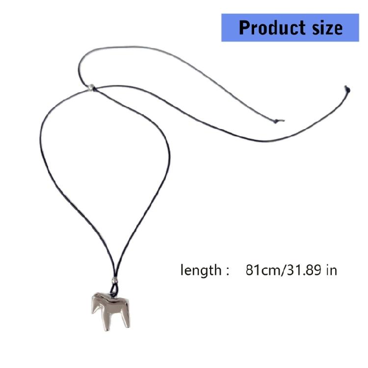 Beautiful Silver Horse Pendant Necklace Fashionable Jewelry Measuring 81cm+ Length Design For Women And Teens