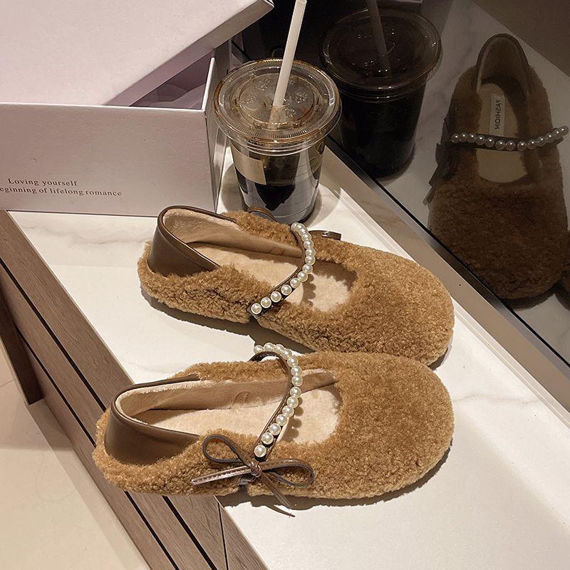 Women's Flat Furry Loafers: 2025 Slip-on Bow Moccasins - Autumn Hot Style, Cute Low-Cut