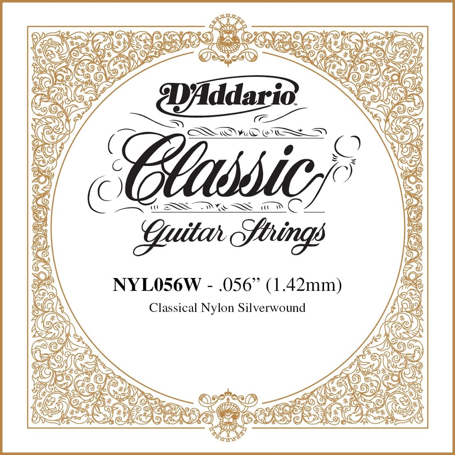 

D Addario Silverplated Wound .056 Classical Guitar Strings, NYL056W, 10-Pack