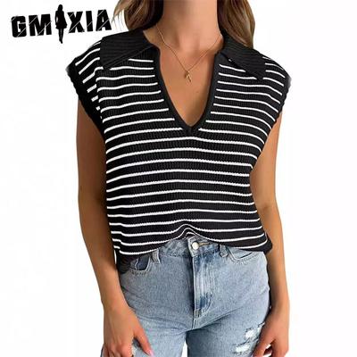 Sweater Women's V-neck Base Short Knit Short-sleeved T-shirt Casual All-over Top