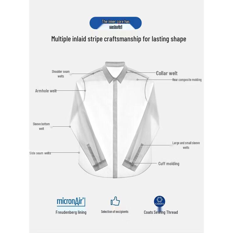 FIRS Men's DP Wrinkle-Free Pure Cotton Business Long-Sleeve Shirt