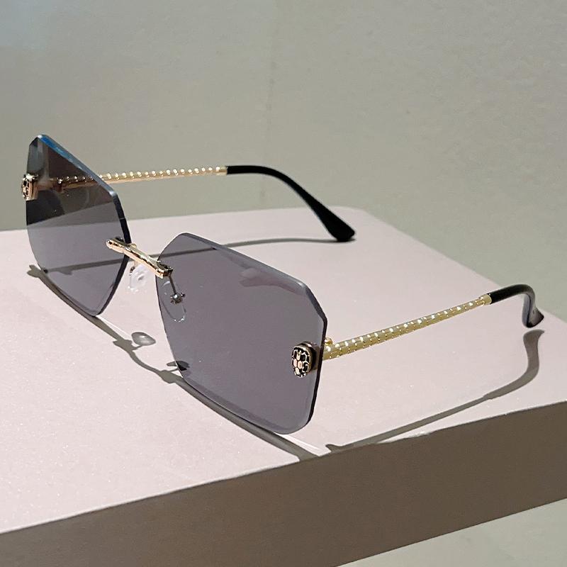 Rimless Square Sunglasses  New in Fashion Gradient Casual Sun Glasses Women Trendy Luxury Brand Design Decor Shades