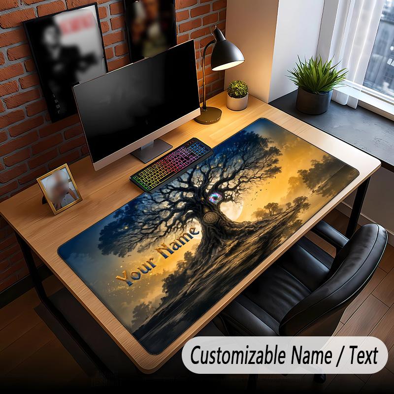 Tree of Life Theme Custom Mouse Pad Personalized With Name Text Customized Desk Mat For Office Home Decor