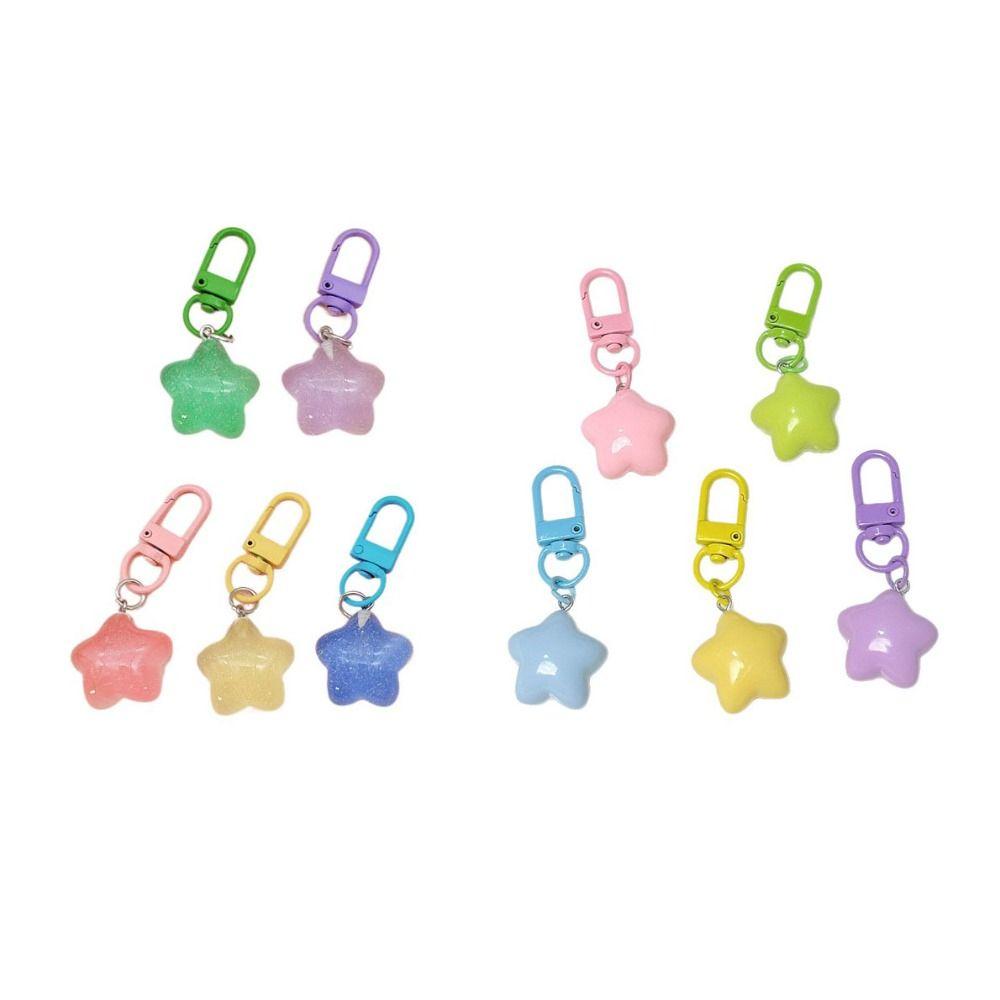 5pcs Noctilucent Chubby Star Keychain Pentagram Backpack Pendant  Home Decoration
