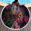 Flowers On The Wall Round Beach Blanket,Polyester Sand Resistant Beach Towel,Absorbent Quick Dry Pool Towel Portable Picnic Mat