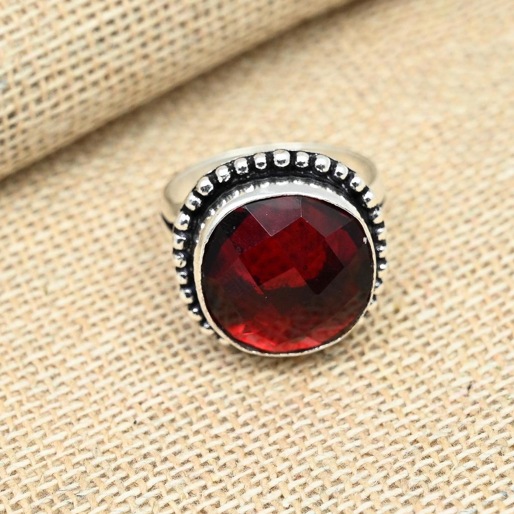 Red Garnet Gemstone Handmade 925 Sterling Silver Ring Beautiful Designer Ring Anniversary Gift
