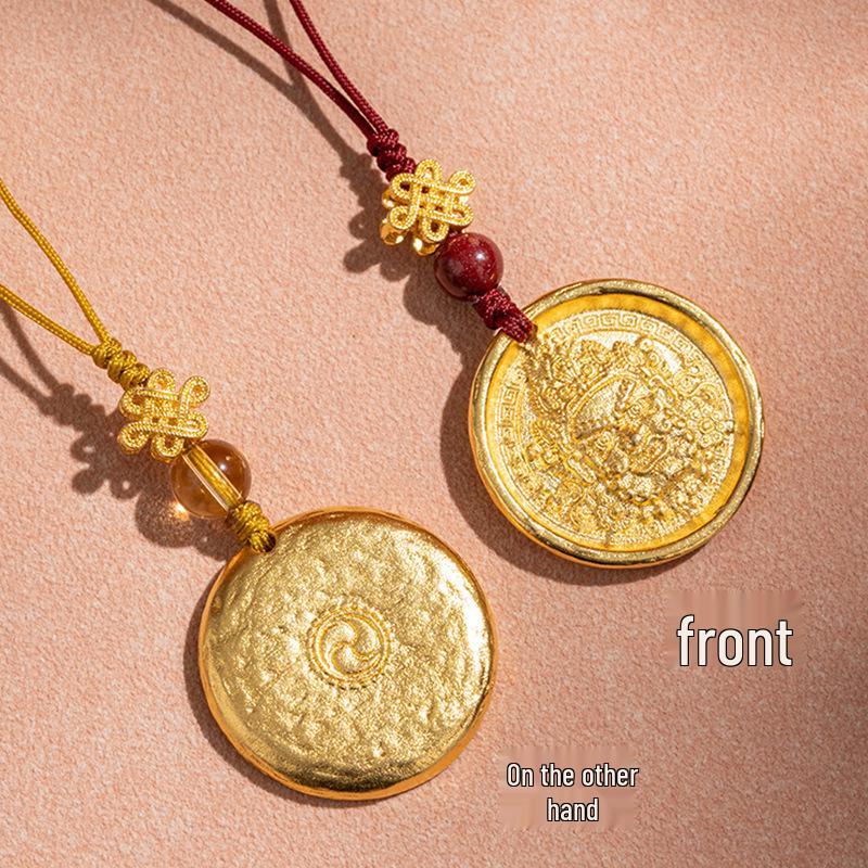 Ruyi Yellow Wealth God Keychain Pendant: Cultural Tourism Charm & Temple Commemorative Jewelry