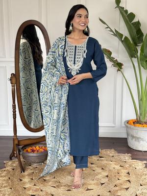Women Designer Salwar Suit Kurta Pant Dupatta Set Indian Bollywood Top Tunic Kurti
