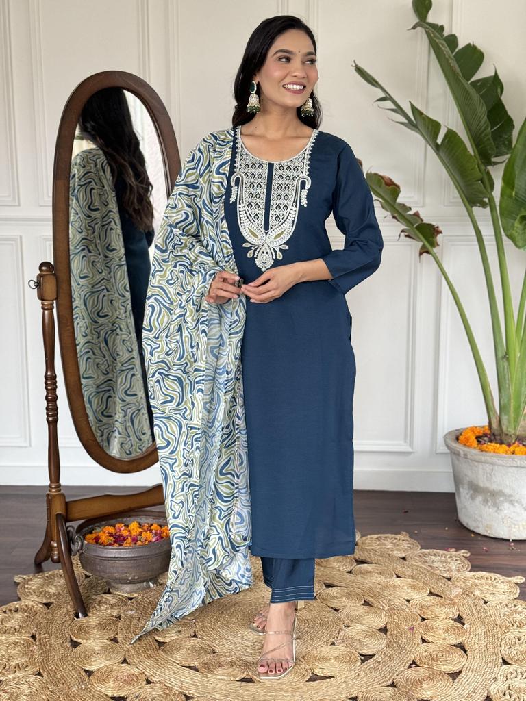 Women Designer Salwar Suit Kurta Pant Dupatta Set Indian Bollywood Top Tunic Kurti