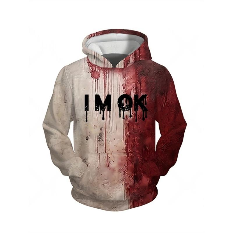 Spring And Autumn Fashion Men's Hoodie Bloody Horror 3D Print Hoodies Street Casual Boy Sweatshirt Men's Oversized Top Clothing