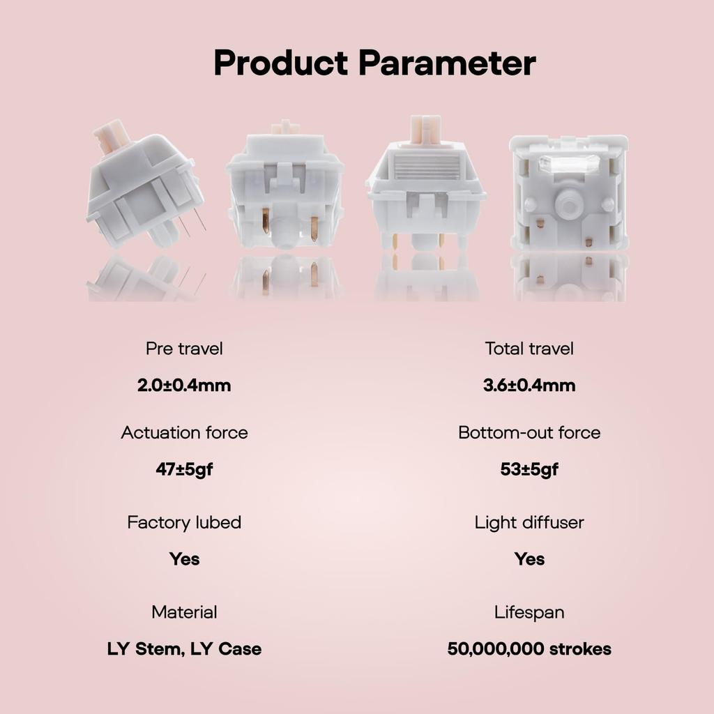 EPOMAKER Cream Marble 47gf Mechanical Key Switches for Gaming Keyboards, 35-Piece Linear Switch, 5-Pin, Factory Lubricated, Creamy Shaft, Smooth