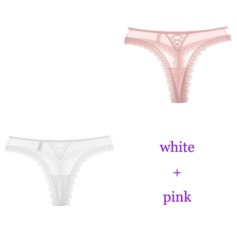 TERMEZY 2 unids/lote de bragas sexis de encaje para mujer, ropa interior de cintura baja, Tanga femenina, lencería transpirable, ropa íntima bordada tentación