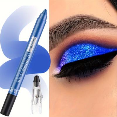 Shimmering Blue Eyeshadow Pencil  Monochrome Waterproof Sweatproof Long Lasting Glitter Eye Shadow Stick Eye Makeup Gift