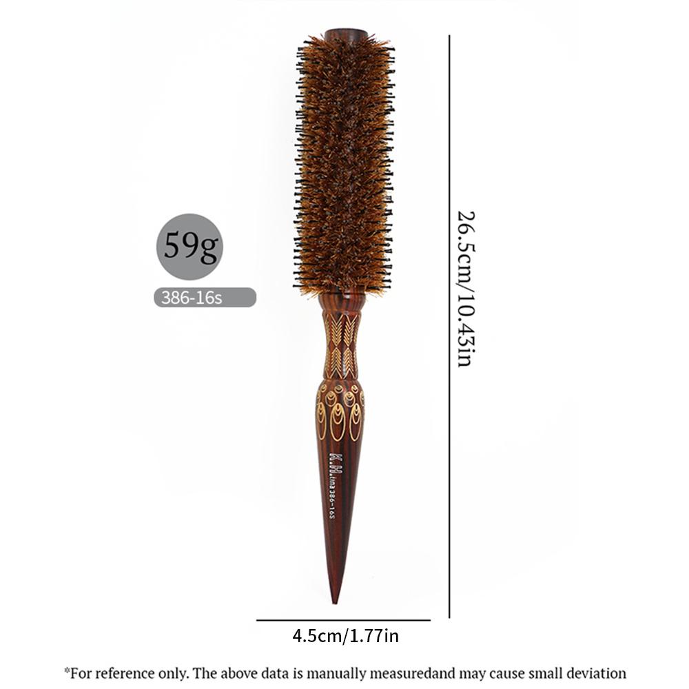 Natural Wooden Bristle Hair Round Brush Hair Roller Brush Hairdressing Anti Static Professional Barber Hair Comb Styling Tools
