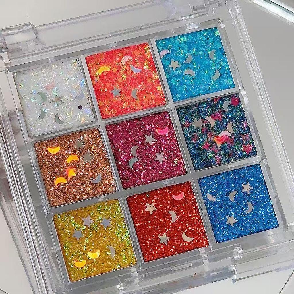KAPEL 16-Farben Meerjungfrauen-Pailletten Lidschattenpalette - Perlmuttfarbener Glitzer-Lidschatten