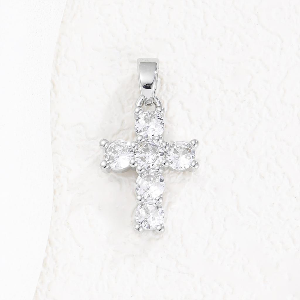 2025 New Stainless Steel Cross Necklace 18K Real Gold Plated Cubic Zirconia Christian Cross Charms Religious Pendant