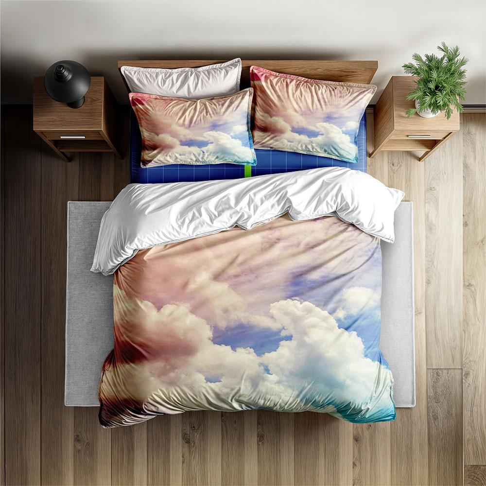 Neon Clouds Duvet Cover Set King Queen Double Full Twin Single Size Bed Linen Set