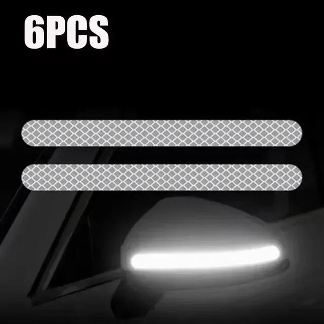 6/2pcs Car Reflective Safety Strip Stickers Car Rearview Mirror Reflective Sticker Reflective Warning Safety Tape Accessories
