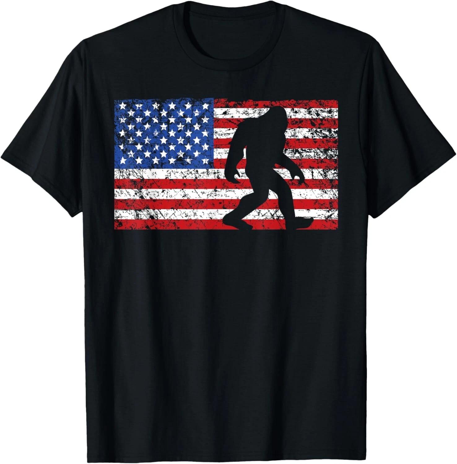 American Flag Bigfoot Funny 4th of July Sasquatch Gift Unisex T-Shirt S