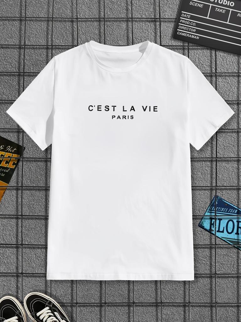 Herren T-Shirt mit Slogan-Print, kurzärmelig