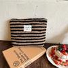 Fashion Retro Striped Clutch Bag Women Cosmetic Bag Plush Toiletry Bag Makeup Bags Makeup Pouch Case Travel Cosmetic Organizer