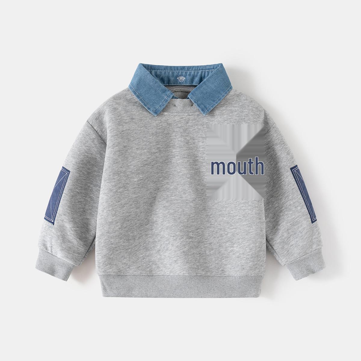 

Свитшот для мальчиков в корейском стиле, с эффектом двух вещей – Весенний модный топ с рукавами в стиле пэчворк для детей 90 cm