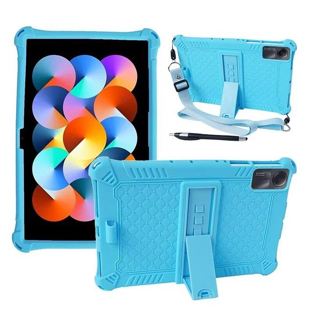 Soft Silicone Tablet Case For Redmi Pad SE 2023 11 Model 23073RPBFG Kinckstand Lightweight Cover Shockproof With Shoulder Strap Redmi Pad SE 2023 небесно-голубой