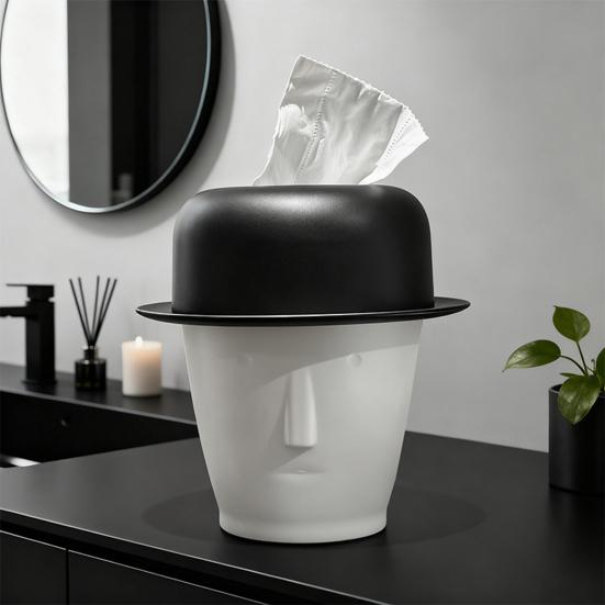 Yousheng Herrenkopf Taschentuchhalter Gentleman mit Zylinder Taschentuchbox Künstlerischer Taschentuchspender Schreibtisch Mülleimer für Zuhause Büro Wohnzimmer Schlafzimmer