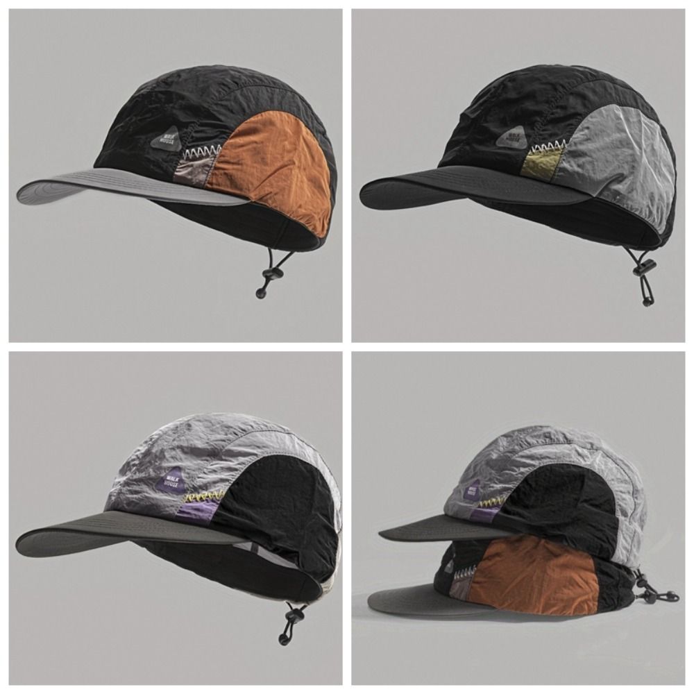 Farbpassende Baseballkappe Flacher Schirm Atmungsaktiv Schnelltrocknend Hut Kordelzug Sommer Dünne Sonnenschutzkappen Wanderhüte