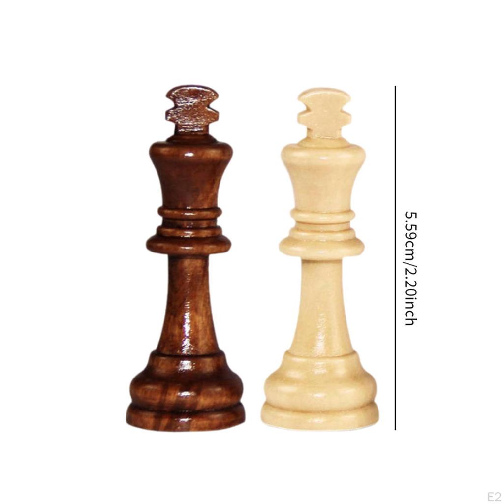 32Pcs Wooden Chess Pieces Game Pawns Beginners Brain Teaser Board Games Figures Wood