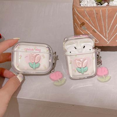 Cartoon 3d Flower Wireless Bluetooth Charging Box For Apple Airpods 3 Pro 2nd 2 1 Key Chain Cute Earphone Case Conque Capa
