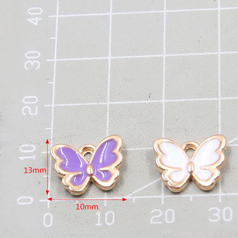 10 Colors 10*13mm KC Gold Enamel Butterfly Charms for Necklaces & Bracelets