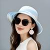 Panama Hat Flower Sunshade Fisherman Cap Lace Wide Brim Women Sun Hat Organza Thin Sun Protection Hat Summer