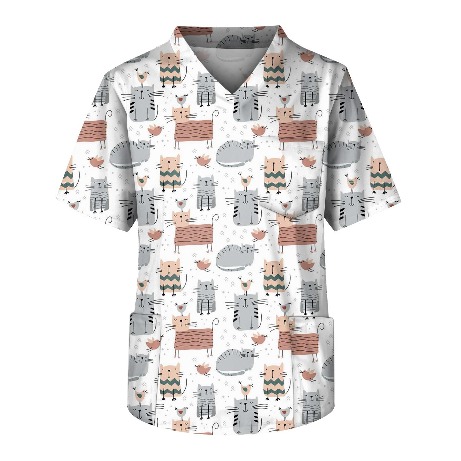 Рабочая форма больших размеров с принтом топы для мужчин забавные футболки с перекрестным v-образным вырезом и короткими рукавами рабочая одежда футболка с карманами XXXXXL белый 1643₽