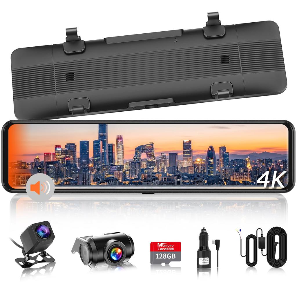 Reinvented Detachable Rearview Camera with 128GB 4K BSD Driver and LCA Rear Vehicle SPADE Dash Separate IMX415 8 Voice Parking Radio Interference