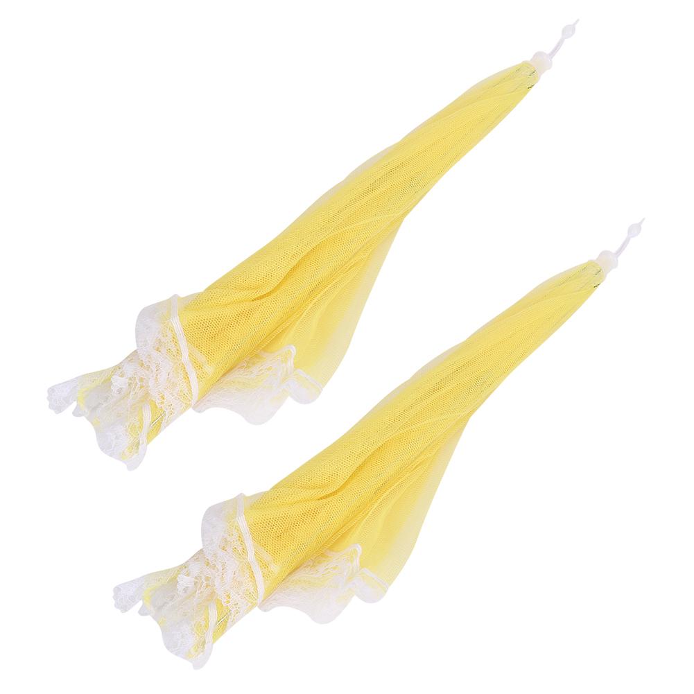 2Pcs Household Mesh Food Cover Tent Washable Folding Food Umbrella Kitchen Tool Yellow 43x43cm