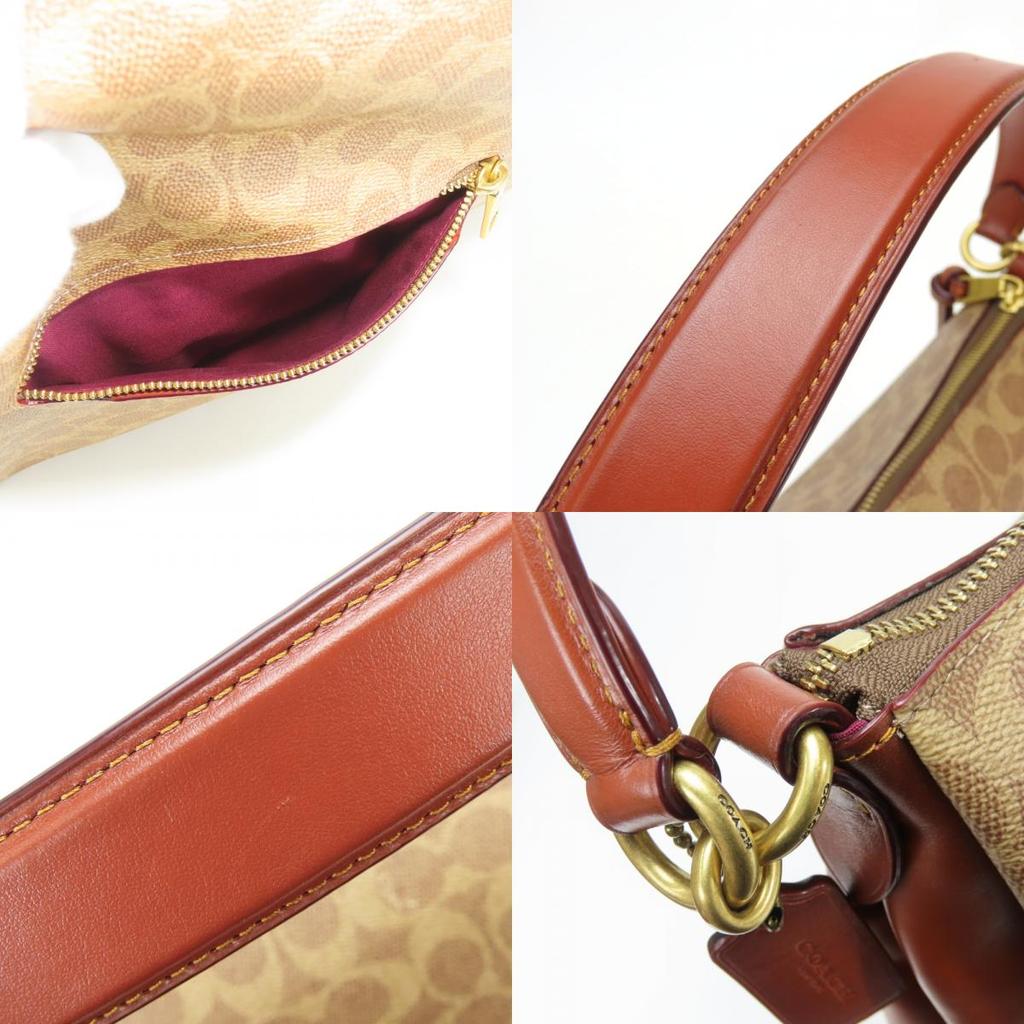 Used COACH Shoulder Bag Signature 597 PVC/leather Last Brown