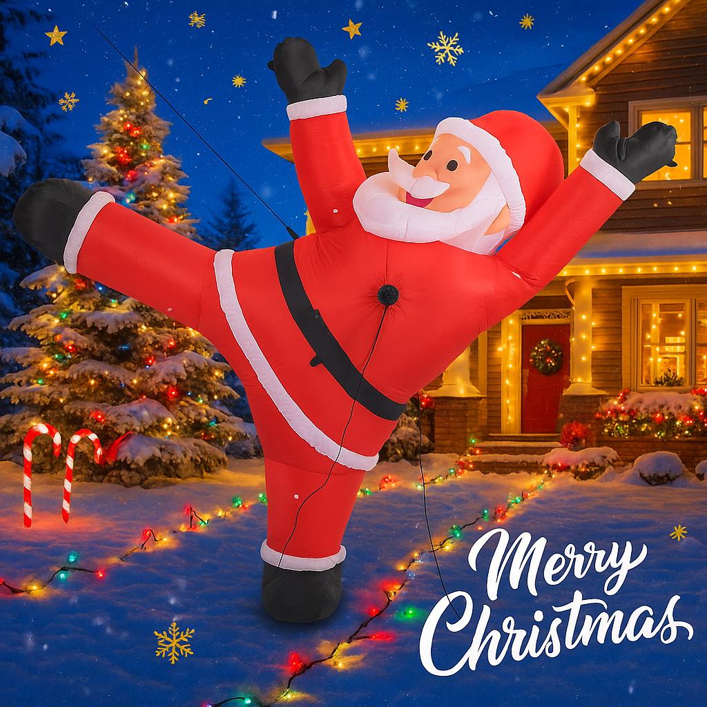 6.23FT With LED Light Xmas Inflatable Santa Claus Climbs Wall Toy Home Decor Ornament Yard Party Supplies Christmas Holiday Gift