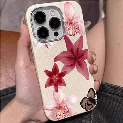 Pink Lily Flower Pattern Soft Phone Case For iPhone 17 Pro Case iPhone 11 12 13 14 15 16 Pro Max 17 Air X XS 7 8 Plus 16E Cover