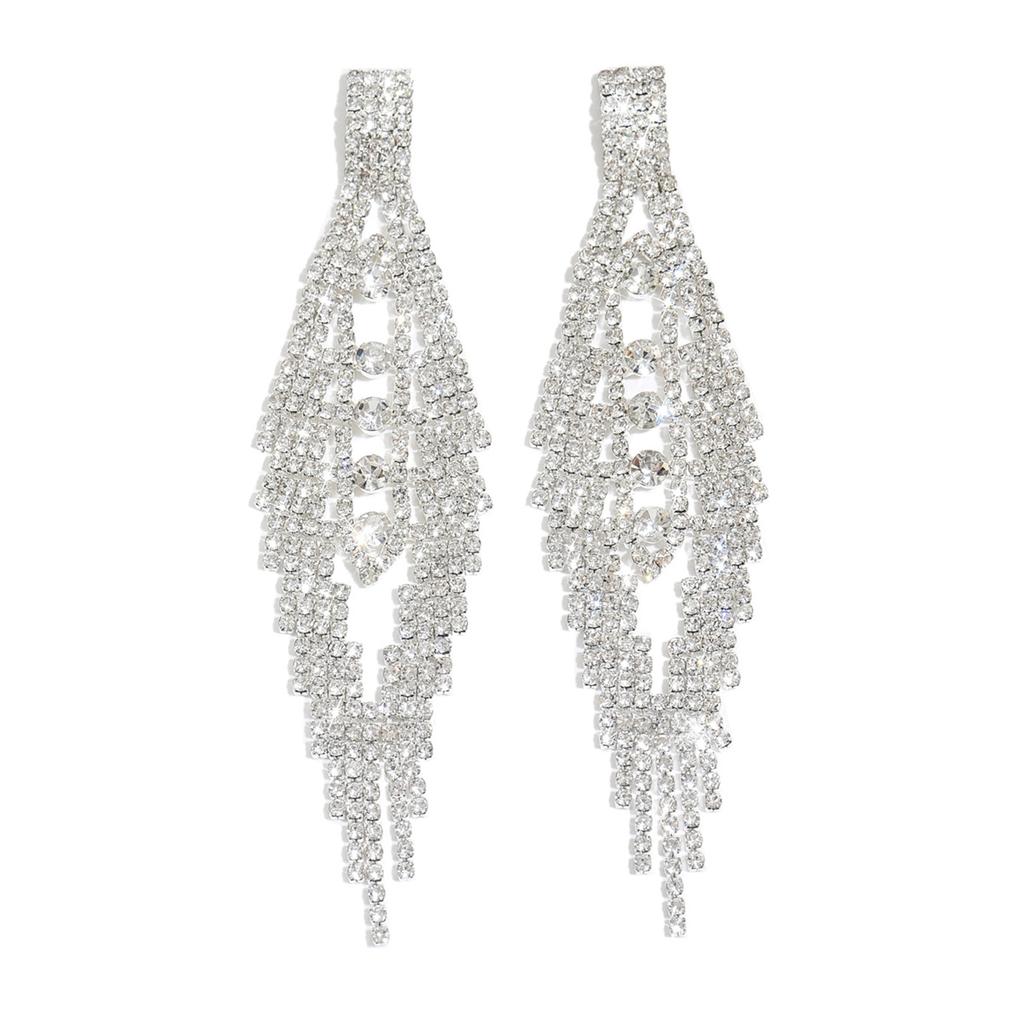 New Trendy Luxury Exquisite Sparkling Diamond Tassel Hollow Earrings, Versatile Accessories, Holiday Gifts for Girls