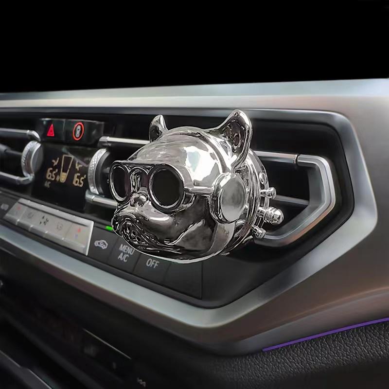 New Style Bulldog Car Air Freshener Perfume Auto Interior Perfume Clip Fragrance Ornament Car Accessories Gift Box Car Deco