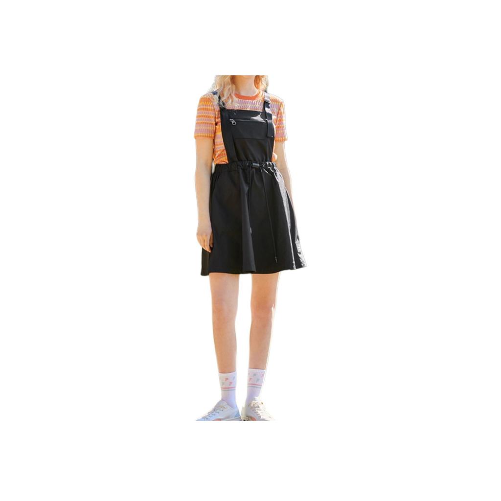 FILA Solid Color Loose Waist Drawstring Fashion Casual Sleeveless Dress Women dresses Black F11W229312F-BK