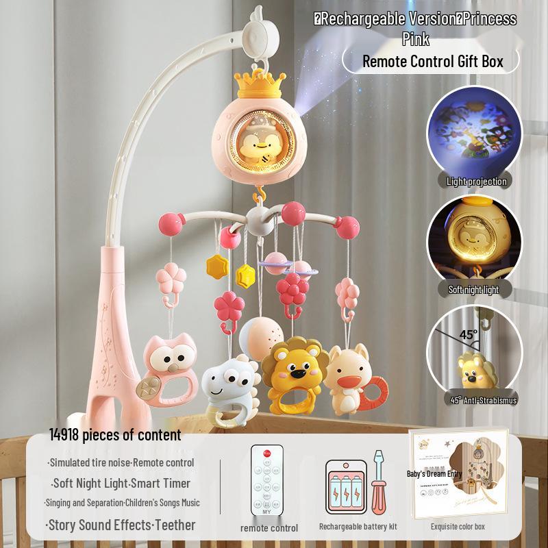 Rotating Baby Stroller Rattle: Musical Bedside Hanging Toy for Newborns