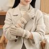 Fleece Women Suede Gloves Full Finger Cycling Mittens Elegant Winter Women's Gloves Female