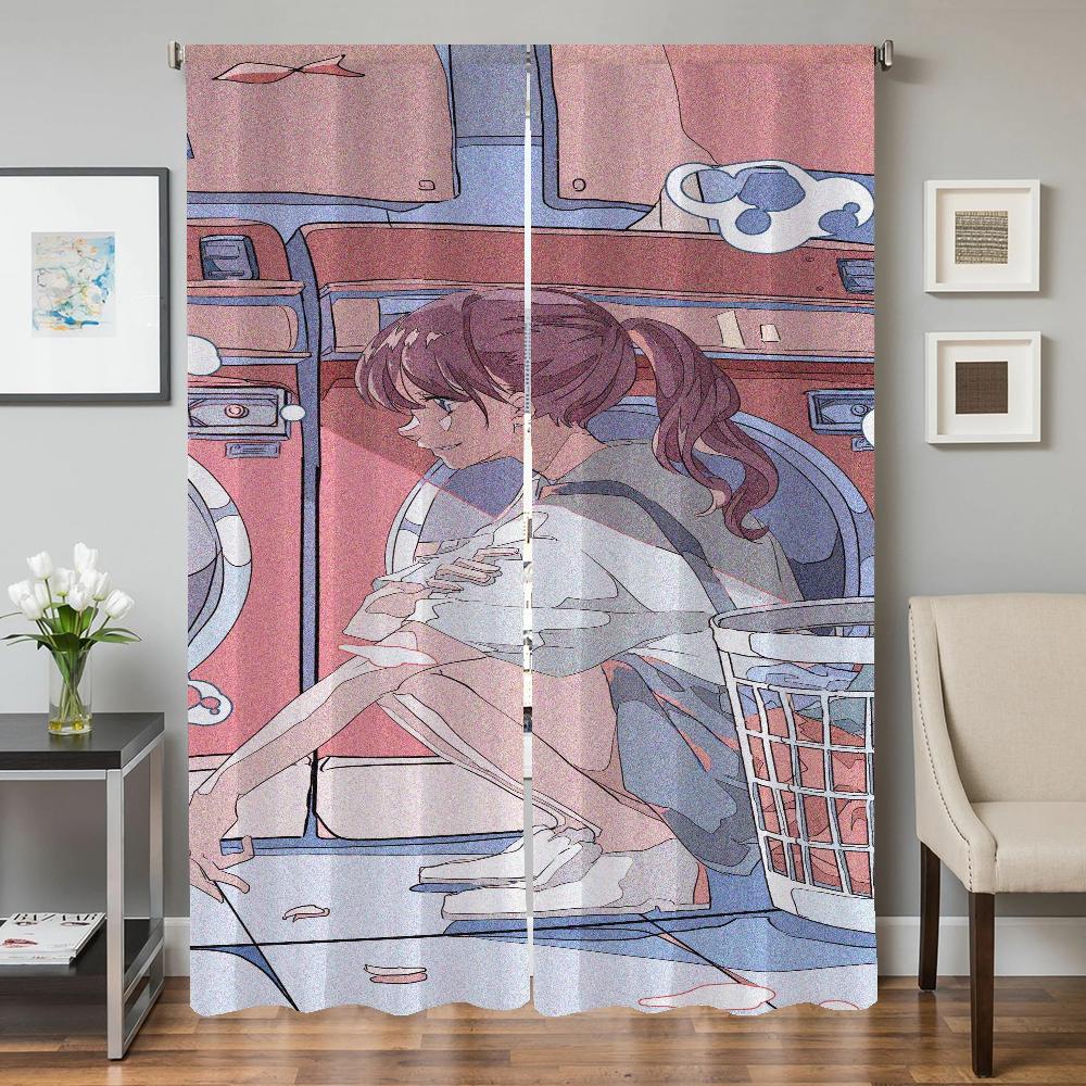 Home Interior Kitchen Curtains for Living Room 2 Pieces Blackout Curtains Door Curtain Young Girls Partition Bedroom Decoration