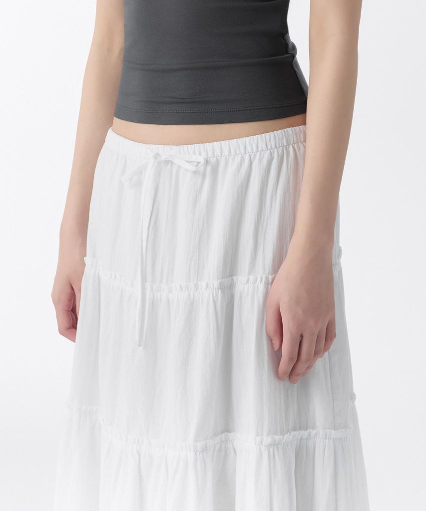 Musinsa Standard Woman Women'S Cotton Tiered Long Skirt [White]
