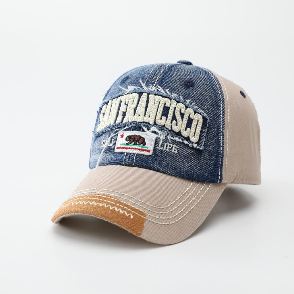 Letter big head circumference baseball cap women's sunshade cap men's soft top sunscreen hat wide brim showing face small hat