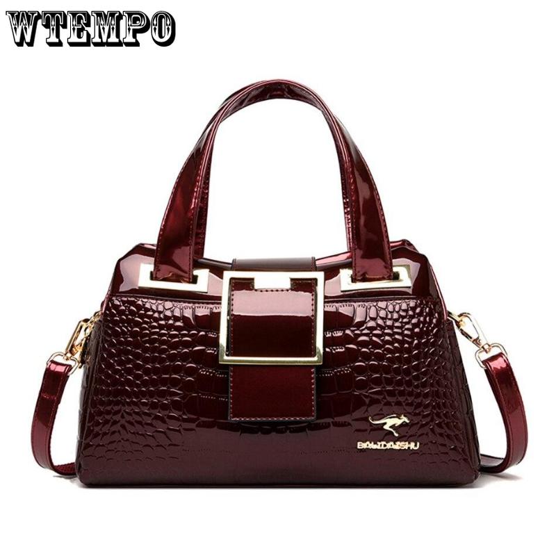 WTEMPO 2-schichtige Große Kapazität Einkaufstasche Luxus Handtaschen Frauen Taschen Designer Krokodil Muster Damen Boston Schulter Tasche Hohe Qualität